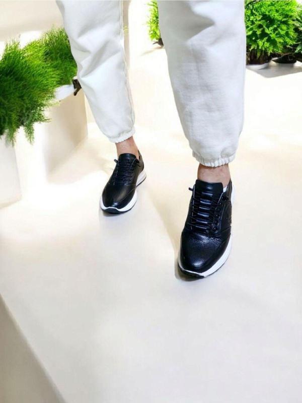 Gokcekundura06 Deri Bağcıklı Lastikli Sneaker Spor Ayakkabı - Image 1