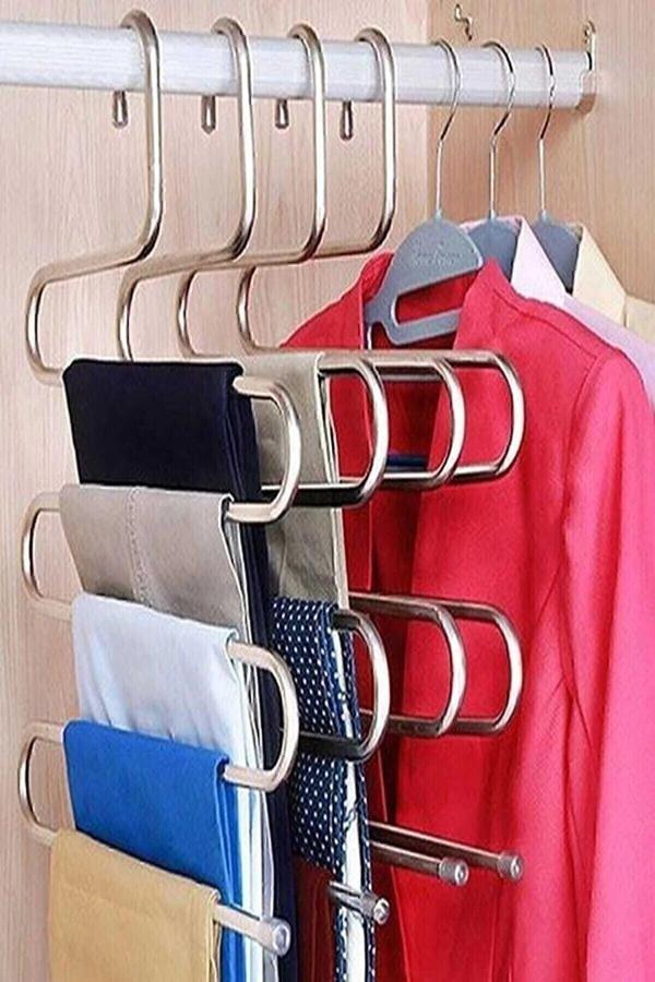 Dekoratif Metal Dolap Içi Krom Askı Pantolon Askısı Çoklu Askılık - Image 1