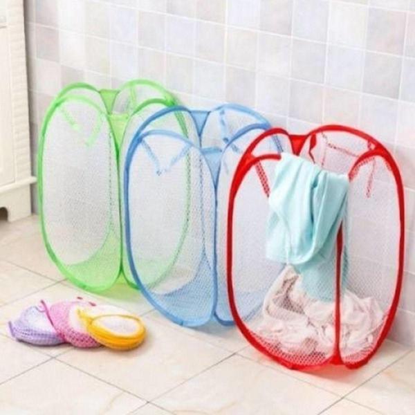 Katlanabilir File Çamaşır Sepeti Banyo Aksesuarı - Image 1