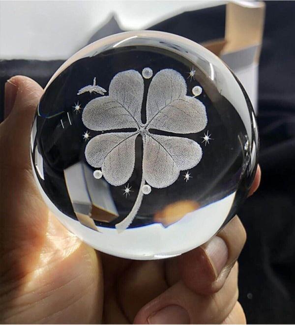 3D Yonca Işıklı Cam Küre Sevgililer Gününe Özel - Image 1