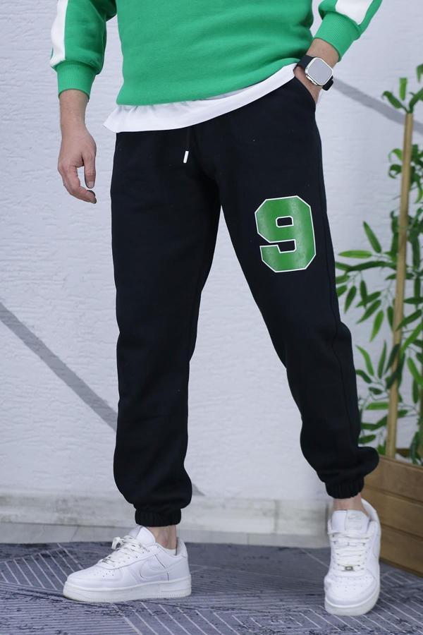 Wafra Erkek Şardonlu Üç İplik 9 Rakam Baskılı Eşofman Altı - Image 1