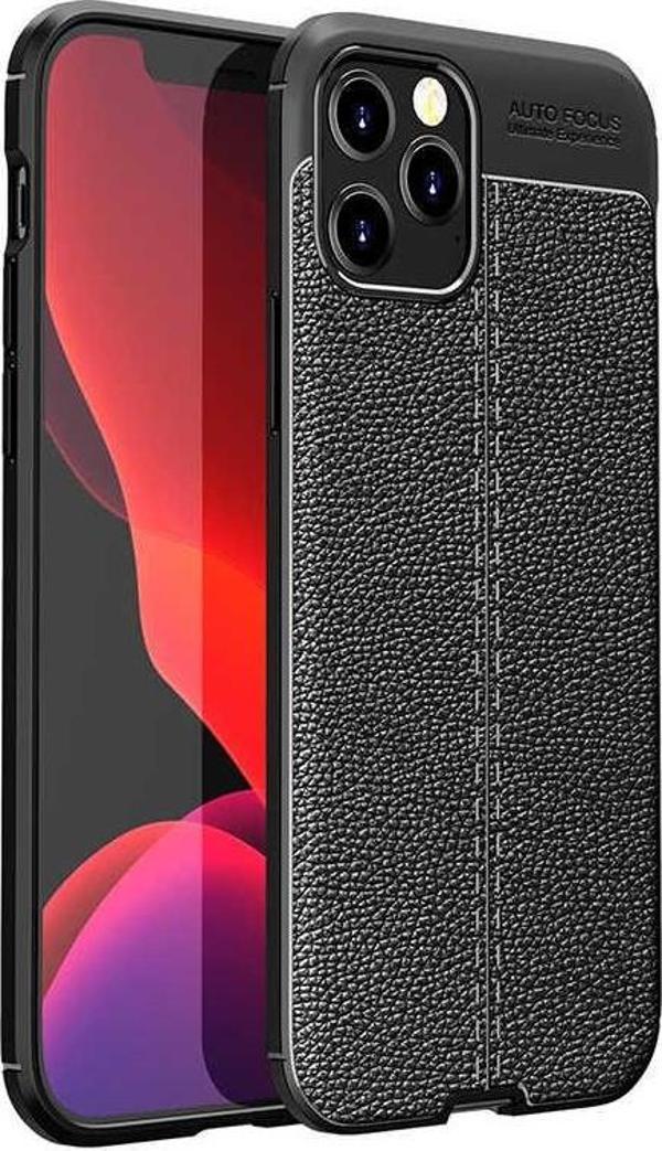 iPhone 13 Pro Uyumlu Kamera Korumalı Deri Görünümlü Silikon Kılıf - Image 1