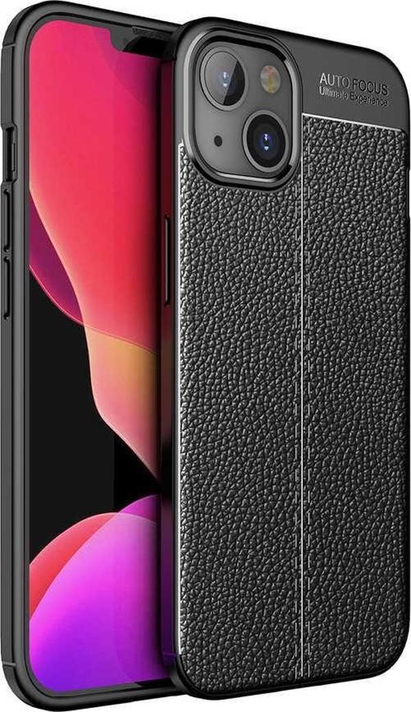 iPhone 15 Plus Uyumlu Kamera Korumalı Deri Görünümlü Silikon Kılıf - Image 1