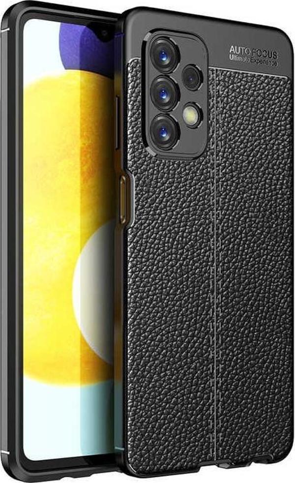 Samsung Galaxy A33 Uyumlu Kamera Korumalı Deri Görünümlü Silikon Kılıf - Image 1