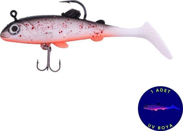 Silikon Sahte Balık - 15g 100mm - Üçlü İğneli - Fishack - UV Boyalı - Ember - Image 1