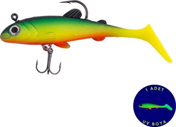Silikon Sahte Balık - 15g 100mm - Üçlü İğneli - Fishack - UV Boyalı - Liechen - Image 1