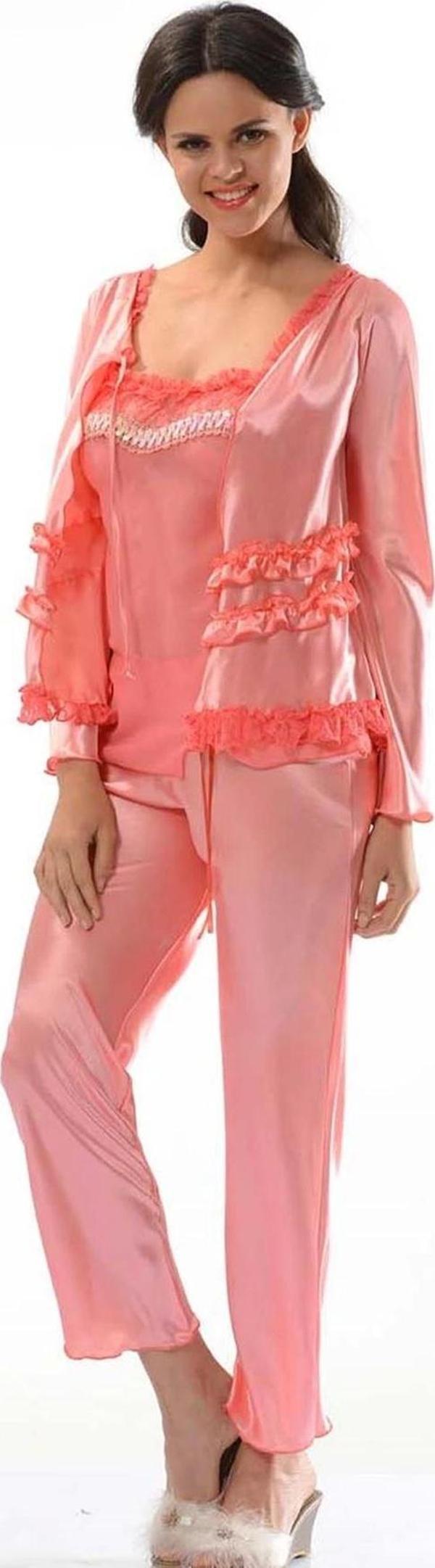 Nar Çiçeği Saten Pijama Takımı - 1413 - Image 1