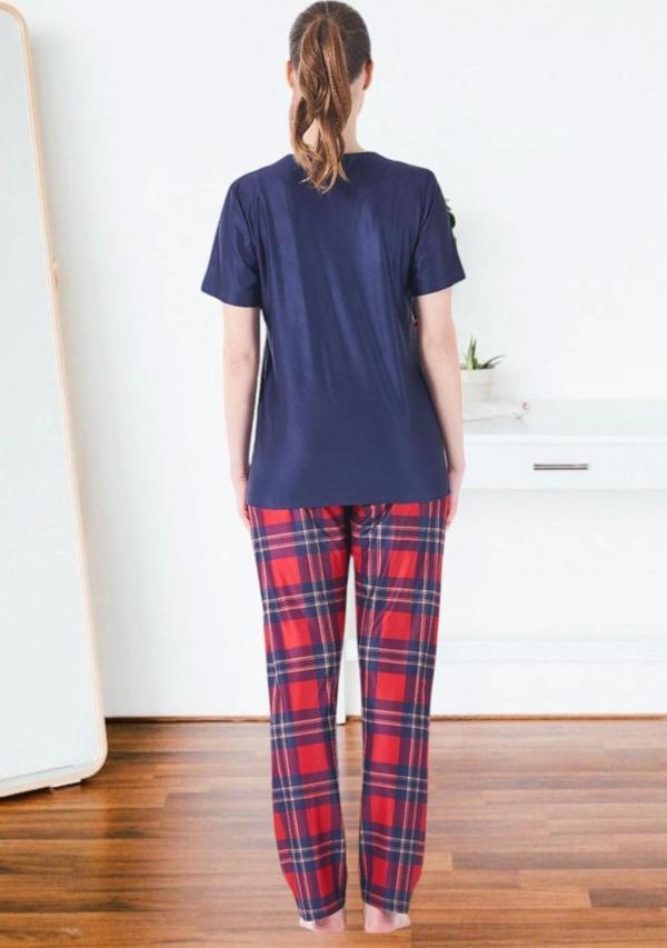 Kadın Marla Ekoseli Kısa Kol Pijama Takımı - Image 1