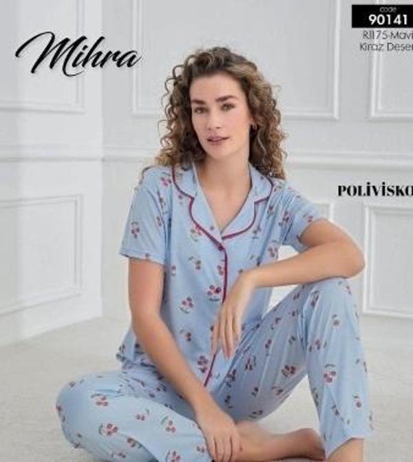Kadın Boydan Düğmeli Pijama Takımı - Image 1