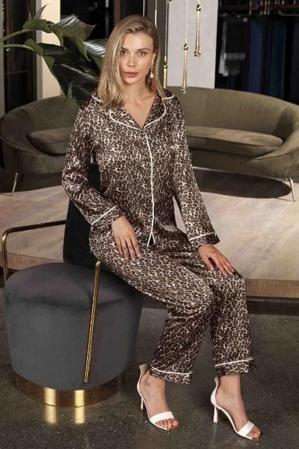 Uzun Kol Saten Pijama Takımı - Image 1