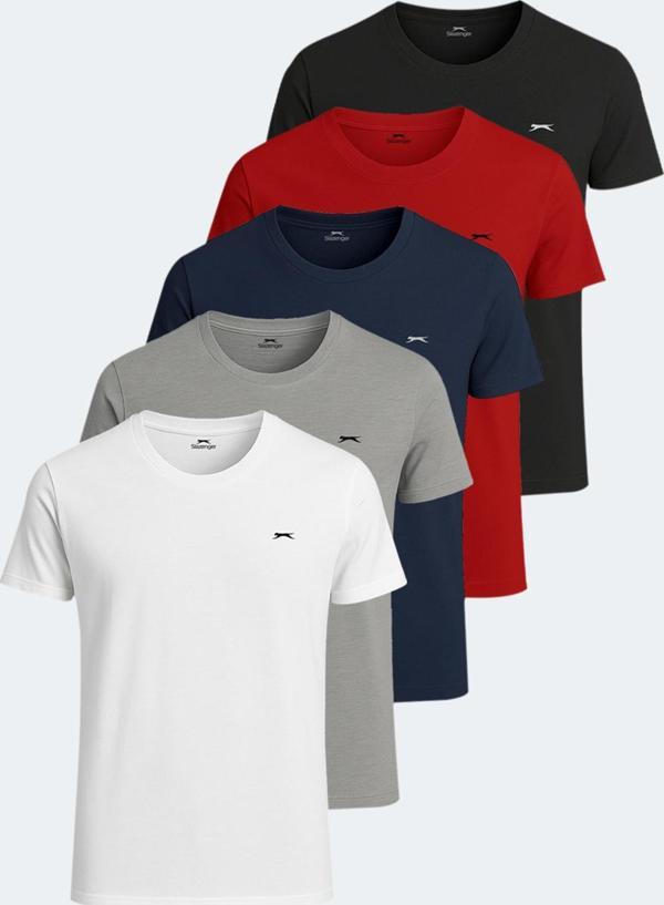 Slazenger SANDER KTN 5 li Set Erkek Tişört Beyaz - Gri - Siyah - Lacivert - Kırmızı - Image 1