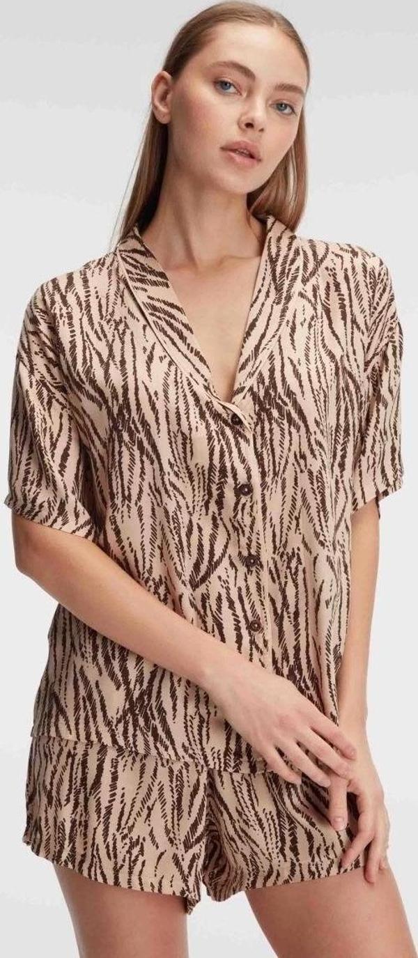 Kadın Kısa Kol Viskon Kumaş Desenli Pijama Takımı - Image 1