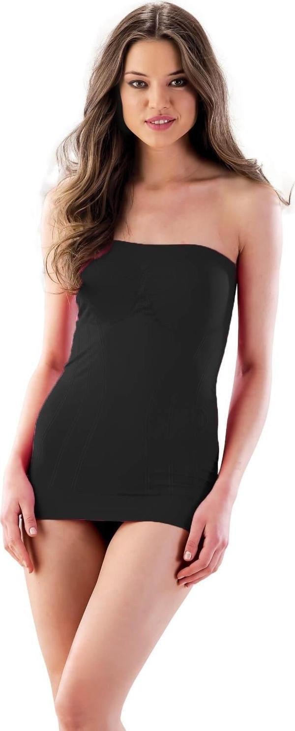 SİYAH   Soft Desenli Straplez Atlet - Image 1