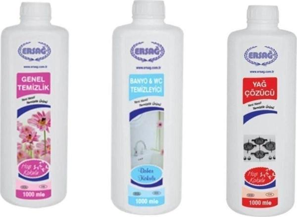 Ersağ Temizlik Seti - Genel Temizlik + Yağ Çözücü + Banyo Wc 1000 Er Ml - Image 1