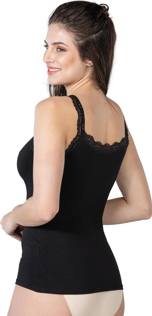 SİYAH    Cotton Dantelli Atlet - Image 1