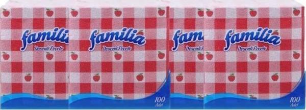 Familia Desenli Peçete Beyaz 100 Adet 4 Adet - Image 1