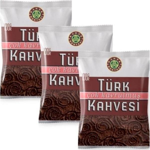 Kahve Dünyası Çok Kavrulmuş Türk Kahvesi 100 Gr 3'lü Paket - Image 1