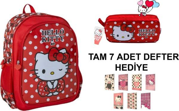 Hello Kıtty Okul Çantası ve Kalem Çantası ( 7 adet defter hediye) - Image 1