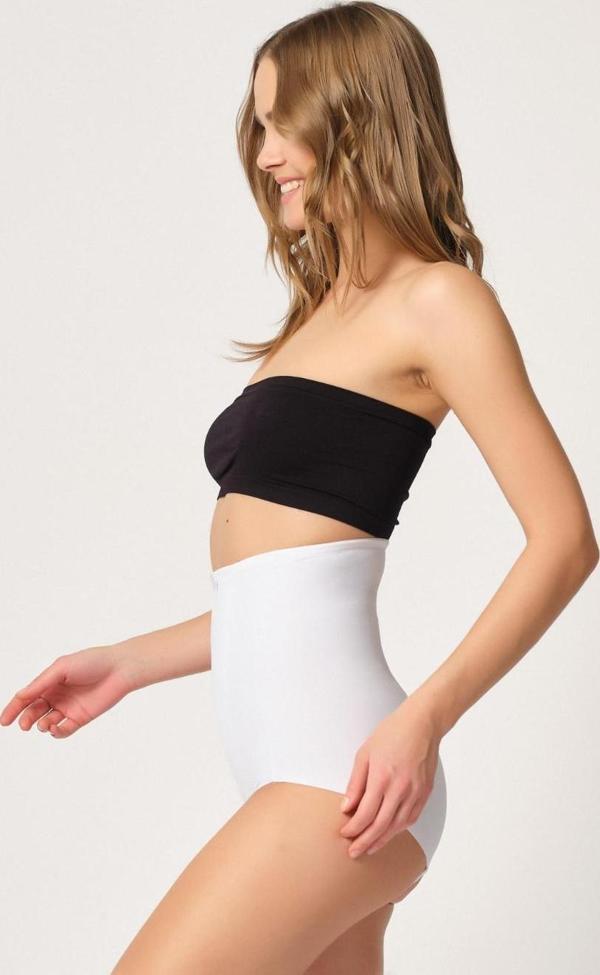 BEYAZ   Yüksek Bel Karın Desteklı Slip Lazer Korse - Image 1