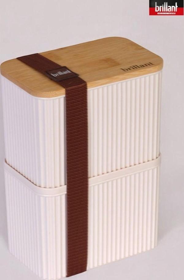 Zebra 2’li Bambu Kapaklı Lunch Box - 1 Lt + 1 Lt - Saklama Kabı Seti - Lastikli - Image 1