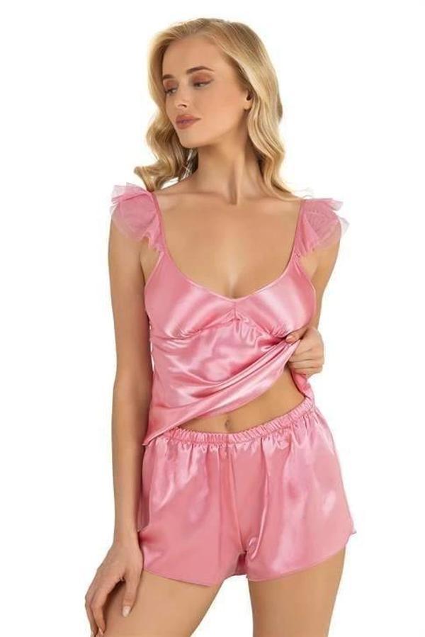 Miss Pembe Saten Şort Takımı 9212 - Image 1