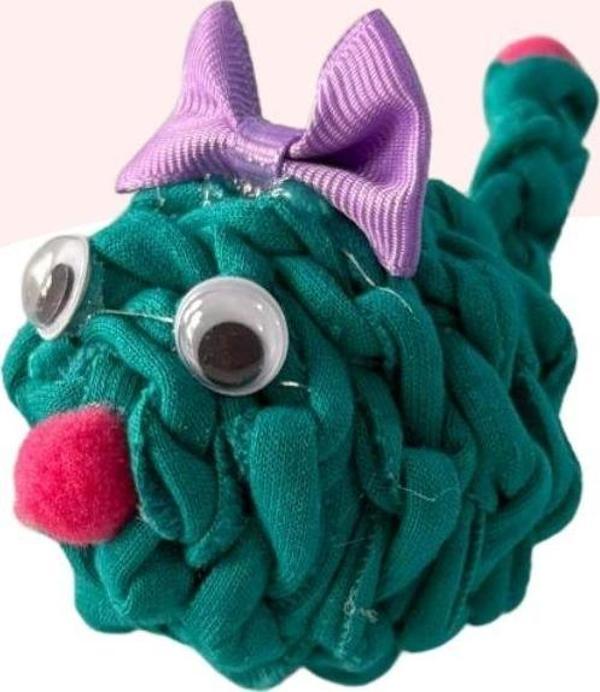 Çıngıraklı Örme Kedi Oyuncağı 9Cm Yeşil - Image 1