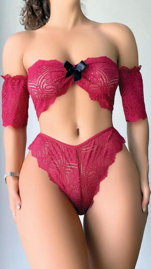 Miss Fiyonk Detaylı Kırmızı Dantel Sütyen Külot Takım - Image 1