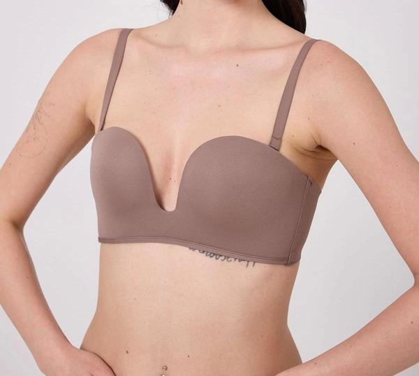 Destekli V Dekolte Lazer Kesim Sütyen - Image 1