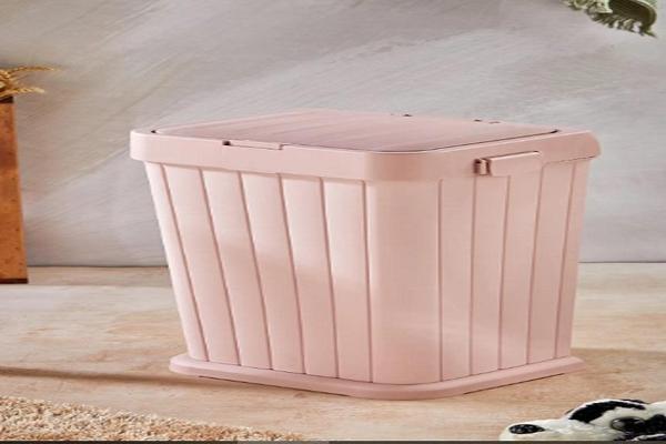 Dekoratif Kapak Kirli Çamaşır Sepeti, 40lt Boyut Pembe - Image 1