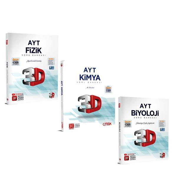 3D AYT Fizik Kimya ve Biyoloji Soru Bankası Seti 3 Kitap - 3D Yayınları - Image 1