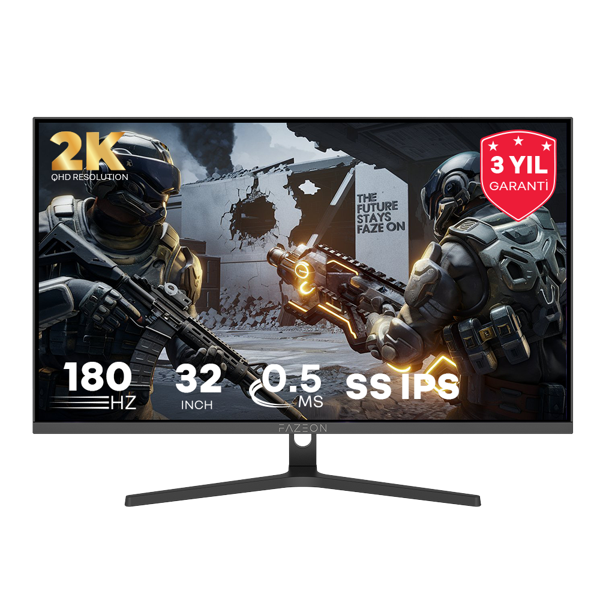 FAZEON X32F180Q 32" 180Hz 0.5ms FAST IPS QHD HDMI*2+DP*1+USB*1 RGB GAMING MONITOR - Image 1