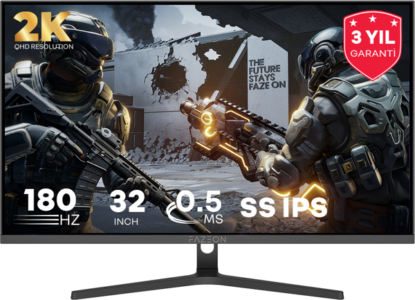 FAZEON X32F180Q 32" 180Hz 0.5ms FAST IPS QHD HDMI*2+DP*1+USB*1 RGB GAMING MONITOR - Image 1