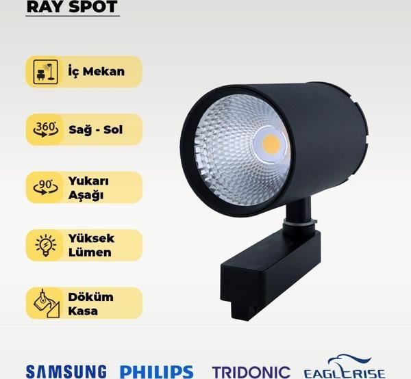 40W Döküm Kasa Siyah Ray Spot 6500K (Beyaz Işık) - Titreşim Yapmaz - Image 1