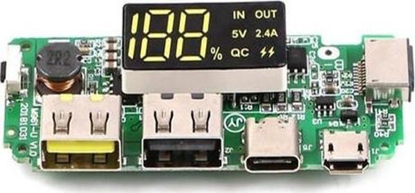 Çift Usb 5v 2.4a Led Ekranlı 18650 Pil Şarj Modülü Micro Type-c Powerbank Devresi Modülü - Image 1