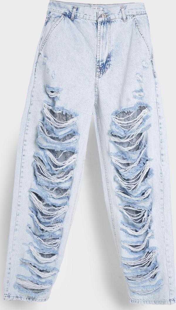 Kadın Ice Kot Rengi D-11s5-100 Skater Fit Dantel Yırtık Detaylı Tasarım Denim Jean - Image 1