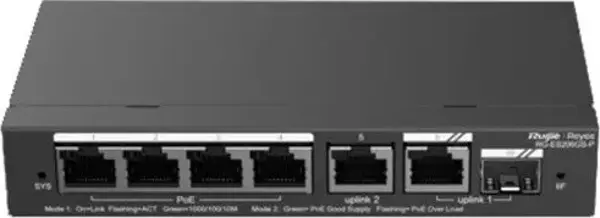 Ruıjıe Ruıjıe 4Port Rg-Es206Gs-P Gıgabıt 1-Uplınk 1-Sfp 54W Full Poe Cloud Yonetılebılır Desktop Swıtch - Image 1