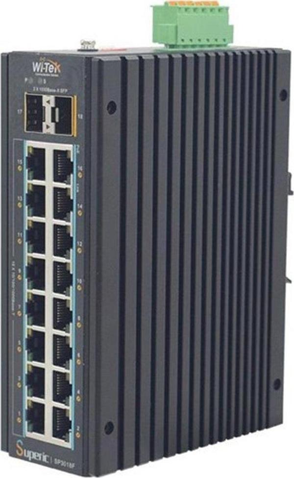 Wı-Tek Wı-Tek 16Port 240W Full Poe Wı-Sp3018F 16Ge Gıgabıt 2X Sfp Yönetilemez Endüstriyel Switch - Image 1
