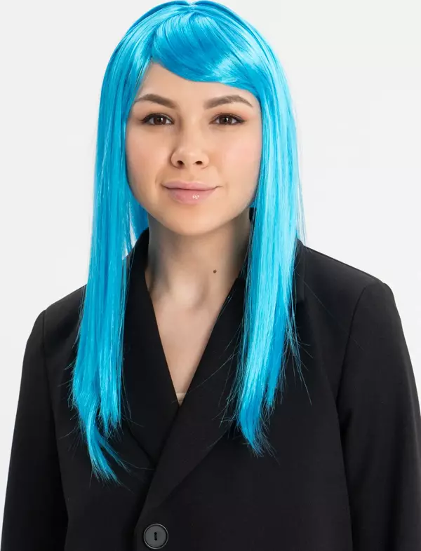 Açık Mavi Renk Uzun Düz Parti Peruğu - Image 1