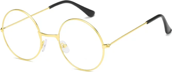 Yuvarlak Cam John Lennon Tarzı Hippi İmaj Gold Çerçeveli Şeffaf Gözlük - Image 1