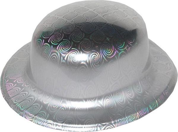 Gümüş Renk Hologramlı Plastik Yuvarlak Melon 27x24 cm - Image 1
