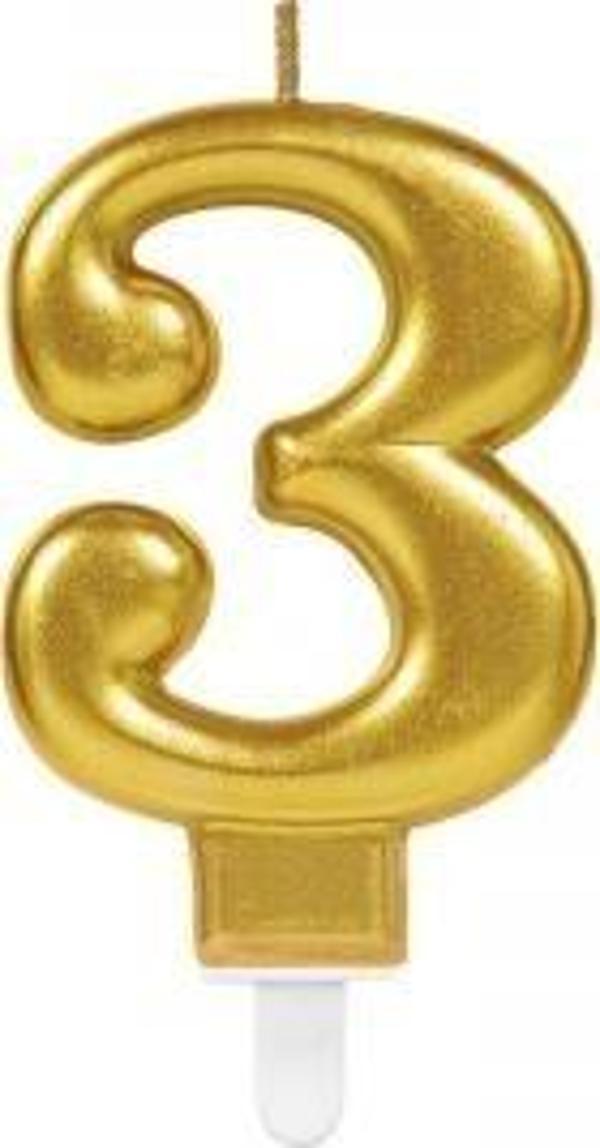3 Rakam Mum Gold Renk - Image 1