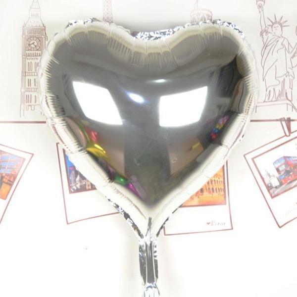 Kalp Uçan Balon Folyo Gümüş 80 cm 32 inç - Image 1