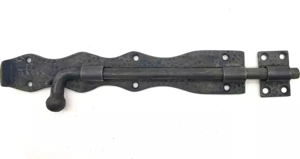 Antika Tarz Dekoratif Pirinç Dövme Kapı Sürgüsü - 25cm, Oksit - Image 1
