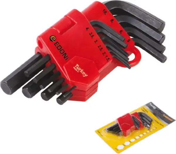 Edoni 120 mm 10 Parça Siyah 6 Köşe Alyan Seti - Image 1