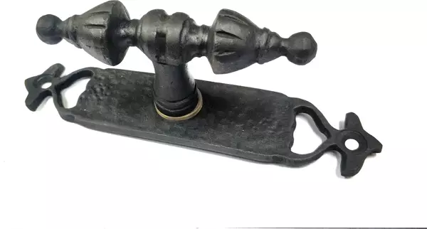 Antika Tarz Dekoratif Pirinç Burma Pencere Kolu - 152x32 mm, Oksit - Image 1
