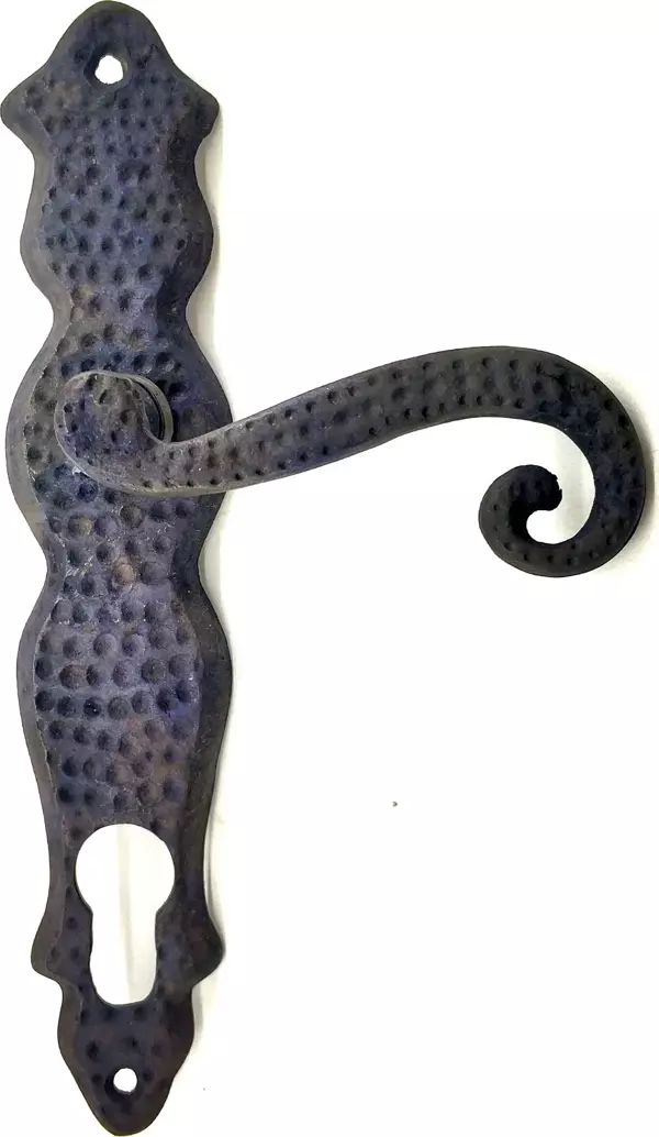 Antika Tarz Dekoratif Pirinç Ferforje Oda Kapı Kolu - 210x43 mm, Oksit - Image 1