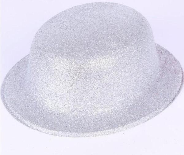 Gümüş Renk Yuvarlak Simli Plastik Parti Şapkası - Image 1
