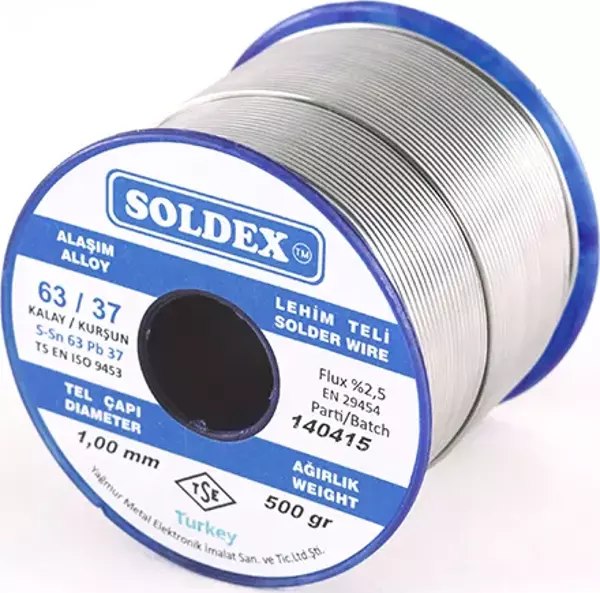 Soldex 63-37 Lehim Teli 200 Gr 1 mm, Sn:63 - Pb:37 - Image 1