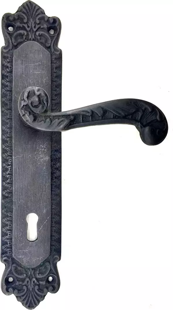 Antika Tarz Dekoratif Pirinç Sultan Oda Kapı Kolu - 270x54mm, Oksit - Image 1