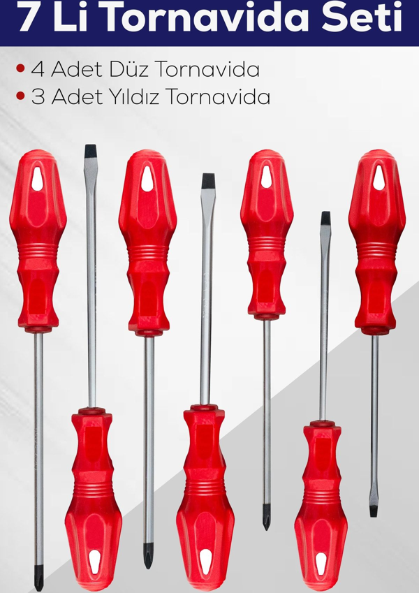 7 li Tornavida Seti 4 Adet Düz - 3 Adet Yıldız Tornavida - Image 1
